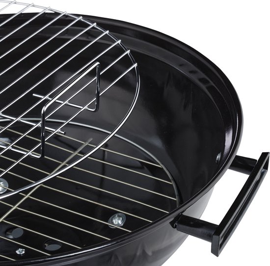 houtskool bbq met deksel - plateau - as opvangschaal - tuin en camping - Ø 40 cm - zwart van Perel — afbeelding 5