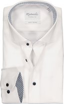 Michaelis slim fit overhemd - mouwlengte 7 - twill - wit (contrast) - Strijkvrij - Boordmaat: 44