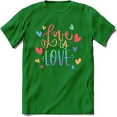 Love Is Love | Pride T-Shirt | Grappig LHBTIQ+ / LGBTQ / Gay / Homo / Lesbi Cadeau Shirt | Dames - Heren - Unisex | Tshirt Kleding Kado | - Donker Groen - 3XL