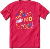 Love Has No Gender | Pride T-Shirt | Grappig LHBTIQ+ / LGBTQ / Gay / Homo / Lesbi Cadeau Shirt | Dames - Heren - Unisex | Tshirt Kleding Kado | - Roze - S