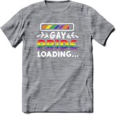 Gay Pride Loading T-Shirt | Grappig LHBTIQ+ / LGBTQ / Gay / Homo / Lesbi Cadeau Shirt | Dames - Heren - Unisex | Tshirt Kleding Kado | - Donker Grijs - Gemaleerd - S