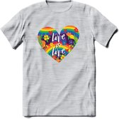 Love Is Love | Pride T-Shirt | Grappig LHBTIQ+ / LGBTQ / Gay / Homo / Lesbi Cadeau Shirt | Dames - Heren - Unisex | Tshirt Kleding Kado | - Licht Grijs - Gemaleerd - XL