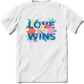 Love Wins | Pride T-Shirt | Grappig LHBTIQ+ / LGBTQ / Gay / Homo / Lesbi Cadeau Shirt | Dames - Heren - Unisex | Tshirt Kleding Kado | - Wit - S