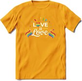 Love Is Love | Pride T-Shirt | Grappig LHBTIQ+ / LGBTQ / Gay / Homo / Lesbi Cadeau Shirt | Dames - Heren - Unisex | Tshirt Kleding Kado | - Geel - L