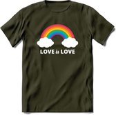 Love Is Love | Pride T-Shirt | Grappig LHBTIQ+ / LGBTQ / Gay / Homo / Lesbi Cadeau Shirt | Dames - Heren - Unisex | Tshirt Kleding Kado | - Leger Groen - M