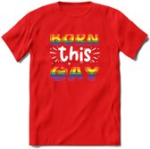 Born This Gay | Pride T-Shirt | Grappig LHBTIQ+ / LGBTQ / Gay / Homo / Lesbi Cadeau Shirt | Dames - Heren - Unisex | Tshirt Kleding Kado | - Rood - XL