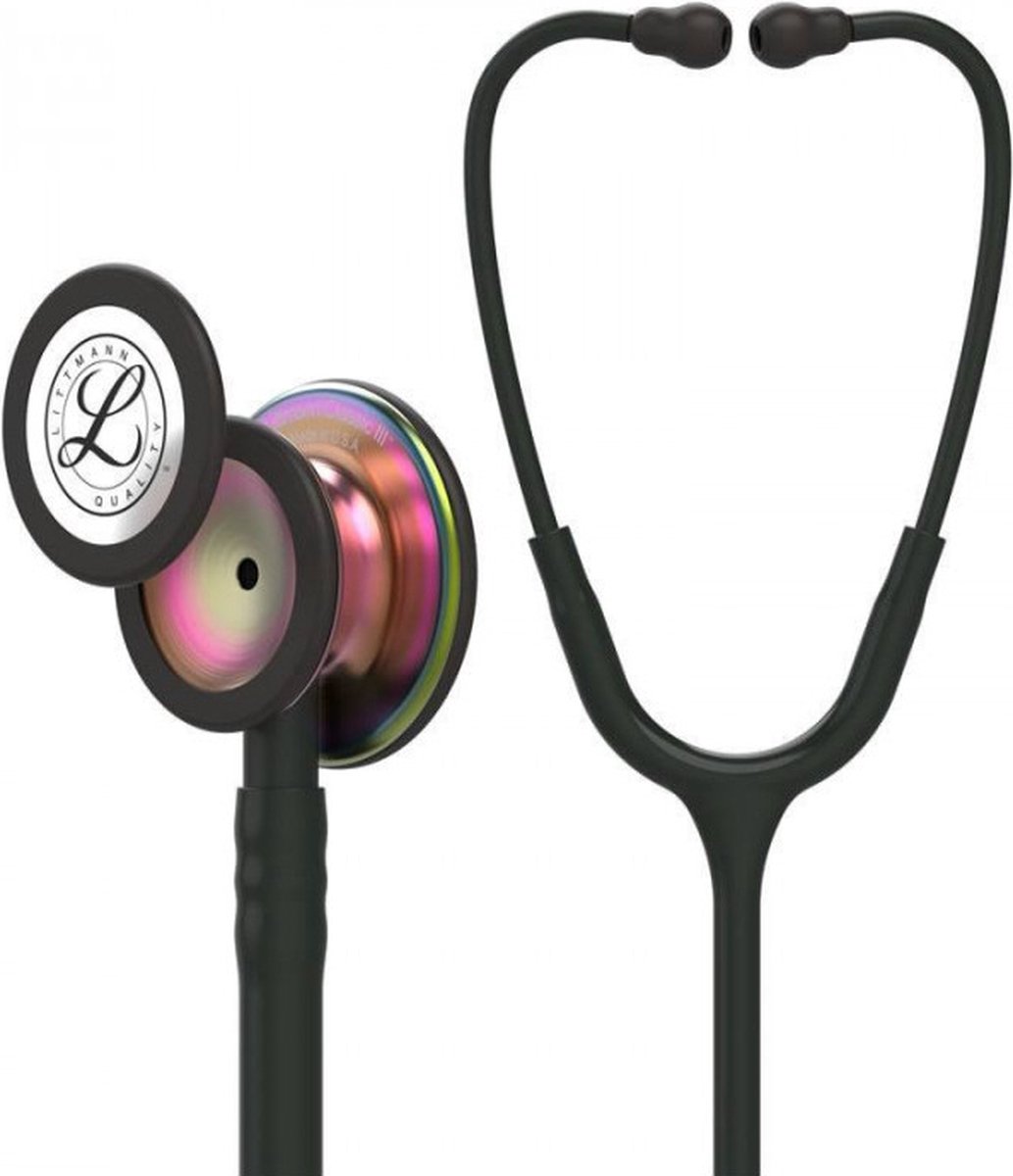 Goedkoopste Littmann Classic III Stethoscoop 5870 Special Edition borststuk in regenboogafwerking Zwarte slang