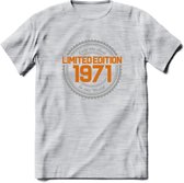 1971 Limited Edition Ring T-Shirt | Zilver - Goud | Grappig Verjaardag en Feest Cadeau Shirt | Dames - Heren - Unisex | Tshirt Kleding Kado | - Licht Grijs - Gemaleerd - L