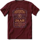 70 Jaar Legendarisch Gerijpt T-Shirt | Sky Blue - Ivoor | Grappig Verjaardag en Feest Cadeau Shirt | Dames - Heren - Unisex | Tshirt Kleding Kado | - Burgundy - L