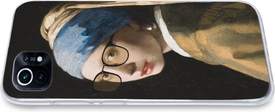 Telefoonhoesje Geschikt voor Xiaomi Mi 11 hoesje - Meisje met de parel - Vermeer - Bril - Siliconen Telefoonhoesje Telefoonhoesje