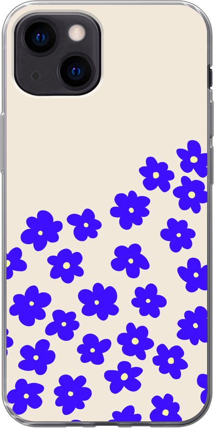 Coque iPhone 13 mini - Bloem - Blauw - Motifs - Siliconen