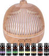 Diffuser aromatherapie inclusief 8 essentiële oliën - Inclusief afstandsbediening - Diffuser olie - Aroma vernevelaar - Luchtbevochtiger -  Essentiële oliën - 550 ML - Aromatherapie