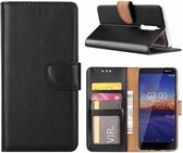 LuxeBass Hoesje geschikt voor Nokia 3.1 - Bookcase Zwart - portemonnee hoesje - telefoonhoes - gsm hoes - telefoonhoesjes