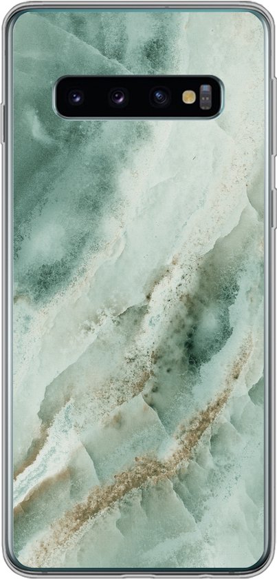 Telefoonhoesje Geschikt voor Samsung Galaxy S10 hoesje - Natuursteen - Groen - Chic - Siliconen Telefoonhoesje Telefoonhoesje