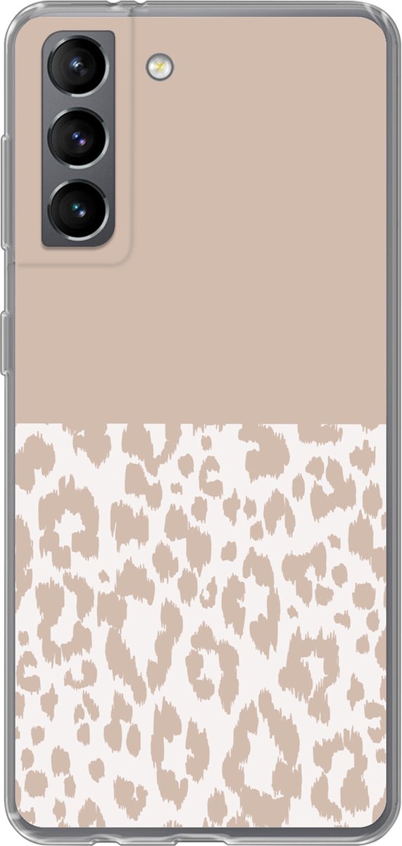 Telefoonhoesje Geschikt voor Samsung Galaxy S21 hoesje - Panterprint - Roze - Dieren - Siliconen Telefoonhoesje Telefoonhoesje
