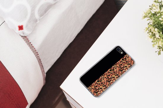 Coque iPhone 7 - Imprimé Panthère - Goud - Zwart - Siliconen