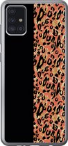 Geschikt voor Samsung Galaxy A52 5G hoesje - Panterprint - Goud - Zwart - Siliconen Telefoonhoesje