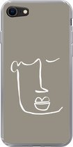 Geschikt voor iPhone 8 hoesje - Lippen - Abstract - Line art - Siliconen Telefoonhoesje