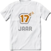 17 Jaar Feest T-Shirt | Goud - Zilver | Grappig Verjaardag Cadeau Shirt | Dames - Heren - Unisex | Tshirt Kleding Kado | - Wit - L