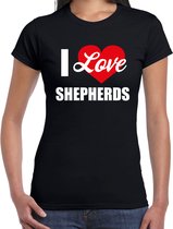 I love Shepherds honden t-shirt zwart - dames - Herder liefhebber cadeau shirt 2XL