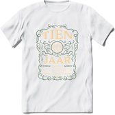 10 Jaar Legendarisch Gerijpt T-Shirt | Mos - Ivoor | Grappig Verjaardag en Feest Cadeau Shirt | Dames - Heren - Unisex | Tshirt Kleding Kado | - Wit - M