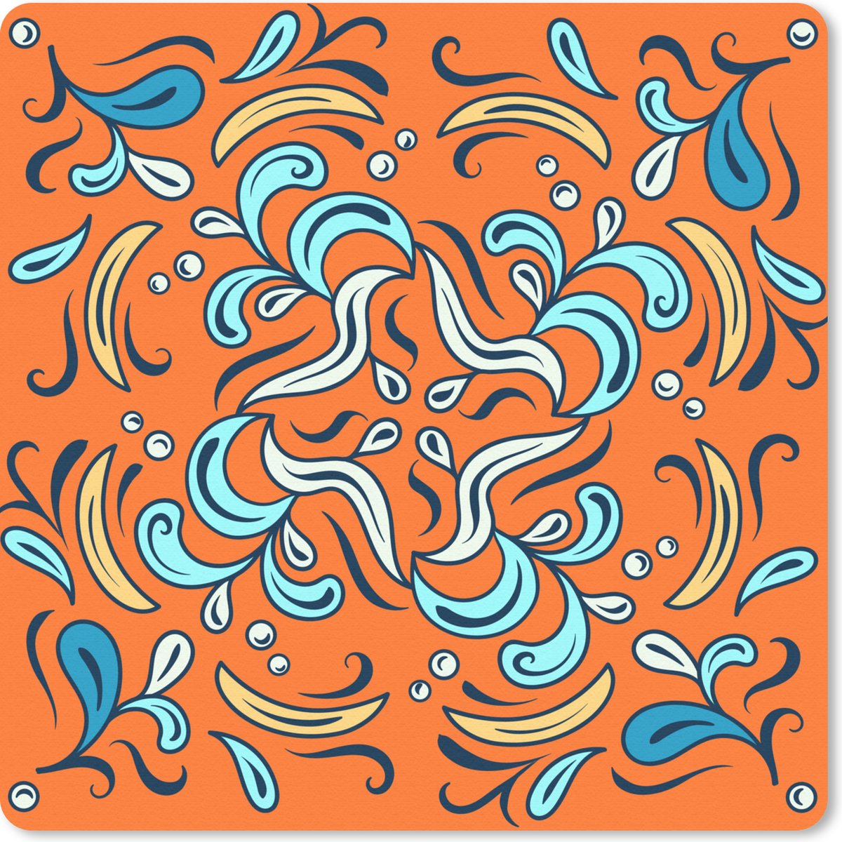 Muismat 30x30 cm - Mousepad Bloemblaadjes - Blauw - Geel - Wit - Muismatten