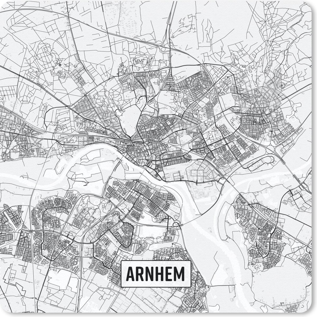Muismat 30x30 cm - Mousepad Stadskaart Arnhem - Muismatten