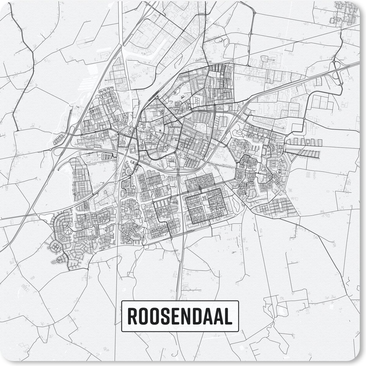 Muismat 30x30 cm - Mousepad Stadskaart Roosendaal - Muismatten