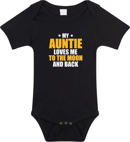 Auntie loves me to the moon and back tante text baby body noir garçons et filles - Meilleur cadeau de maternité de tante/Annonce de grossesse 56 (1-2 mois)