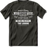 55 Jaar Legend T-Shirt | Zilver - Wit | Grappig Verjaardag en Feest Cadeau | Dames - Heren - Unisex | Kleding Kado | - Donker Grijs - S
