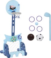 HOMCOM Basketbalstandaard set 4-in-1 kinderspeeltuin voetbalspel / golfspel blauw 341-037