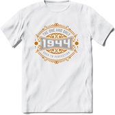 1944 The One And Only T-Shirt | Goud - Zilver | Grappig Verjaardag  En  Feest Cadeau | Dames - Heren | - Wit - S