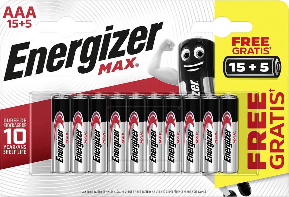 AAA batterij (potlood) Energizer Max 15+5 gratis Alkaline 1.5 V 20 stuk(s)
