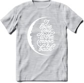 I Love You To The Moon - Valentijn T-Shirt | Grappig Valentijnsdag Cadeautje voor Hem en Haar | Dames - Heren - Unisex | Kleding Cadeau | - Licht Grijs - Gemaleerd - 3XL