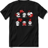 Liefdes Panda's - Valentijn T-Shirt | Grappig Valentijnsdag Cadeautje voor Hem en Haar | Dames - Heren - Unisex | Kleding Cadeau | - Zwart - XL