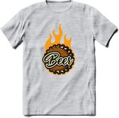 Bierdopje T-Shirt | Bier Kleding | Feest | Drank | Grappig Verjaardag Cadeau | - Licht Grijs - Gemaleerd - M