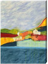 Maison de France - Canvas Olieverf schilderij - colorfull landscape - extra groot - olieverf - 132 x 177 cm