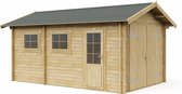 Interflex blokhut garage met zadeldak – tuinhuis – geïmpregneerd hout – inclusief dakbedekking - 3352 - 330 x 520