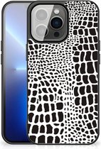 Smartphone Hoesje iPhone 13 Pro Max Beschermhoesje met Zwarte rand Slangenprint