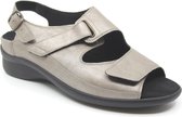 Durea, 7178 219 8164, Taupe kleurige brede dames sandalen met klittenband sluiting