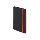 Schriften/notitieboekje pu-leer kaft oranje met elastiek 9 x 14 cm - 80x gekleurde blanco paginas - opschrijfboekjes