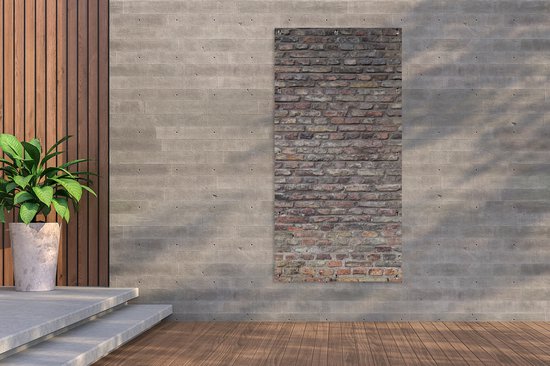 Affiche Clôture Brique - Grijs - Mur - 100x200 cm - Toile de jardin
