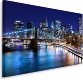 Schilderij - New York bij Nacht, Premium Print, 5 maten