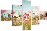 Schilderij - Bloemenveld, 5luik, premium print
