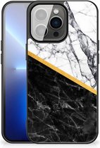 Smartphone Hoesje Geschikt voor iPhone 13 Pro Max Smartphonehoesje met Zwarte rand Marble White Black