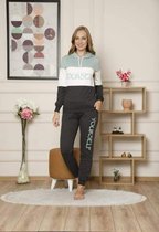 Yourself-Dames Trainingspak- Sport Kleding- Tracksuit- Joggingpak- Huispak- 2- Delig- IJsblauw, wit, donkergrijs- Maat L