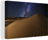 Canvas Schilderij Sterren boven de Sahara Woestijn - 120x80 cm - Wanddecoratie