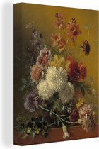 Canvas Schilderij Stilleven met bloemen - Schilderij van Georgius Jacobus Johannes van Os - 30x40 cm - Wanddecoratie