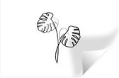 Muurstickers - Sticker Folie - Monstera - Planten - Line art - 30x20 cm - Plakfolie - Muurstickers Kinderkamer - Zelfklevend Behang - Zelfklevend behangpapier - Stickerfolie