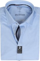 OLYMP Level 5 24/Seven body fit overhemd - mouwlengte 7 - lichtblauw tricot mini dessin (contrast) - Strijkvriendelijk - Boordmaat: 38